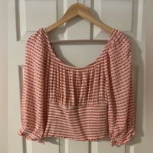 Red & White crop off the shoulder shirt